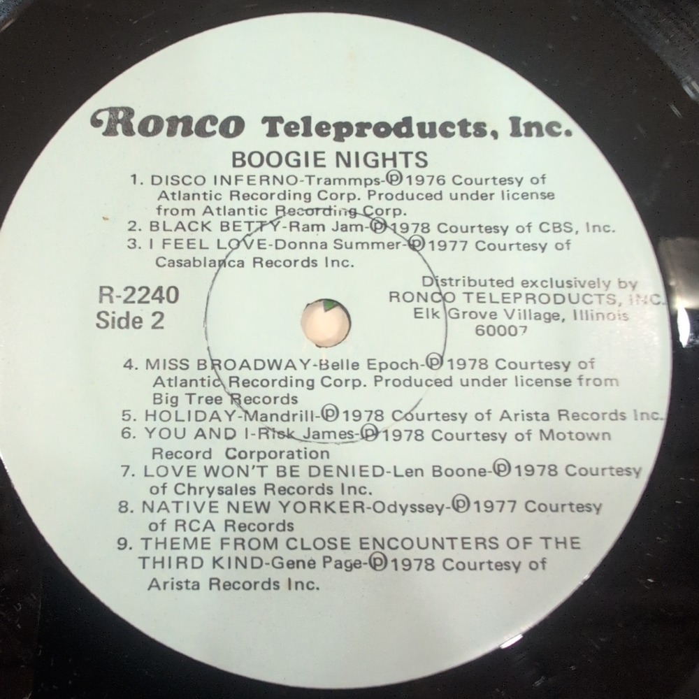 Boogie Nights 18 Top Disco Hits Ronco R-2240 Vinyl LP 1978 Donna Summer Chic - Picture 6 of 6